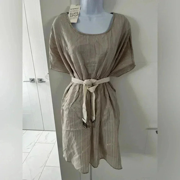 NWT Chinese brand/ Boho/ Beach Tunic/ Cotton &  Tencel/ Gold accents/ Size US L - Picture 6 of 16